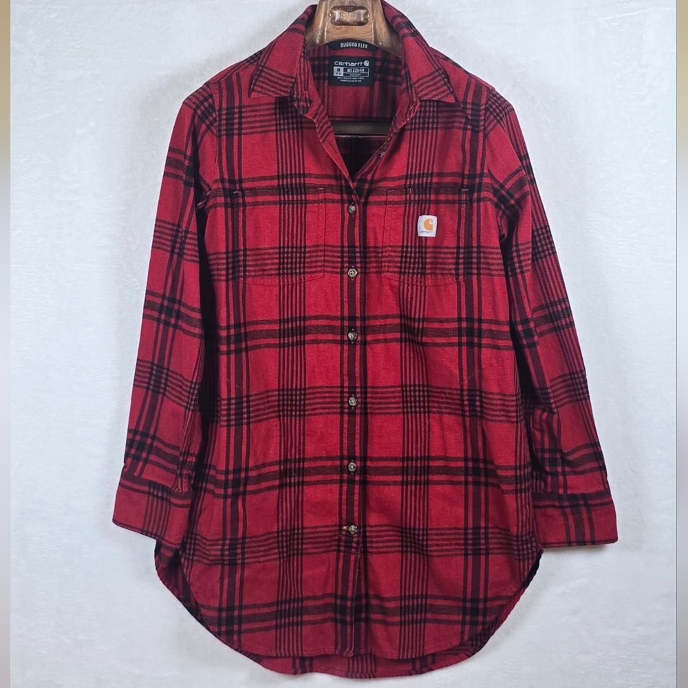 Carhartt Rugged Flex Relaxed Fit Midweight Flannel Long-Sleeve Plaid Tunic Sz.M